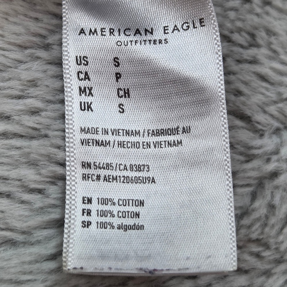 American Eagle Tee Mens S Ombre Dip Dye Graphic Long Sleeve Navy Grey All Cotton - Picture 3 of 6